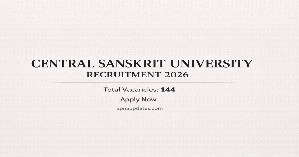 Central Sanskrit University (CSU) Recruitment 2026 -144 Vacancies, Salary ₹18,000–₹2.18 Lakh, Apply Before 20 May