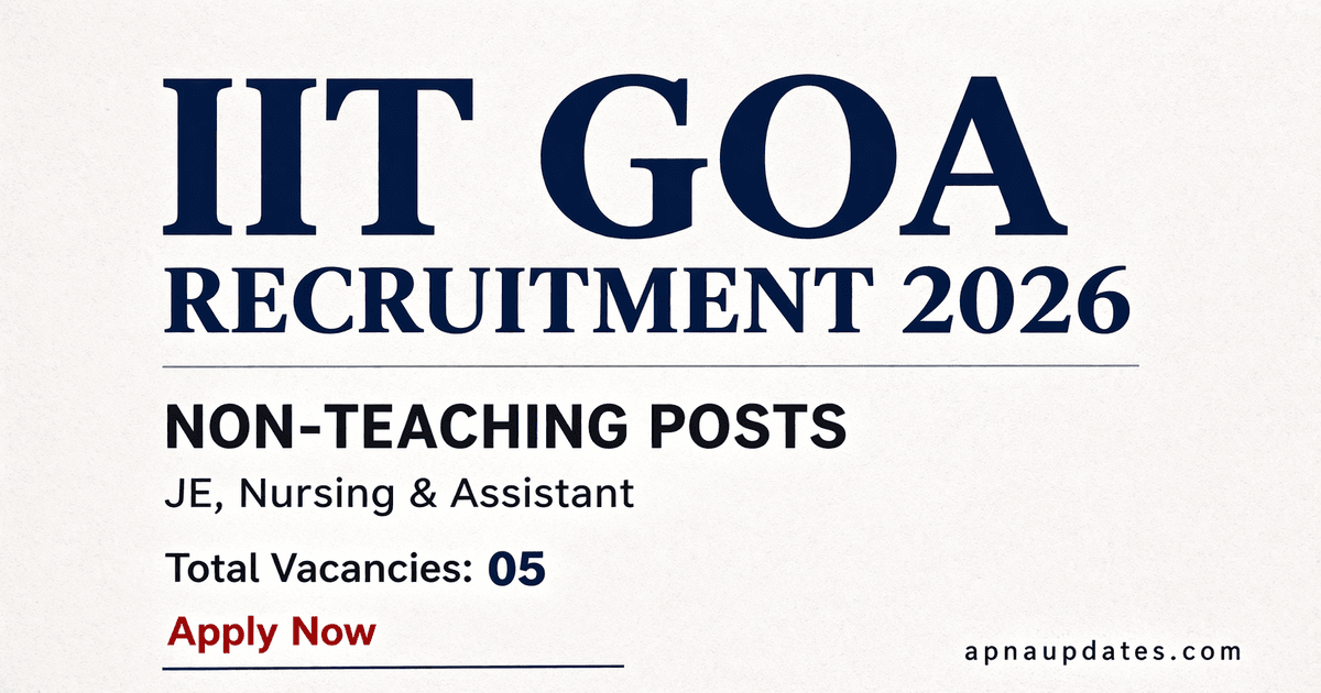 IIT Goa Non-Teaching Recruitment 2026 - A Comprehensive Application Guide for Junior Engineer, Superintendent (Nursing) & Administrative Assistant Vacancies
