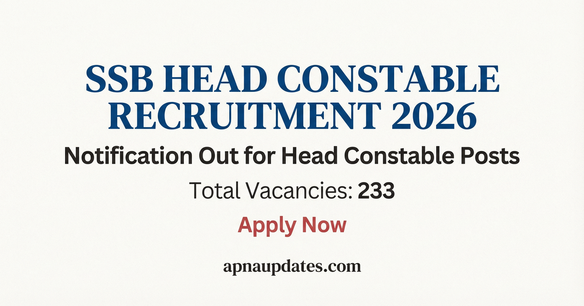 SSB Head Constable Recruitment 2026 Apply Online