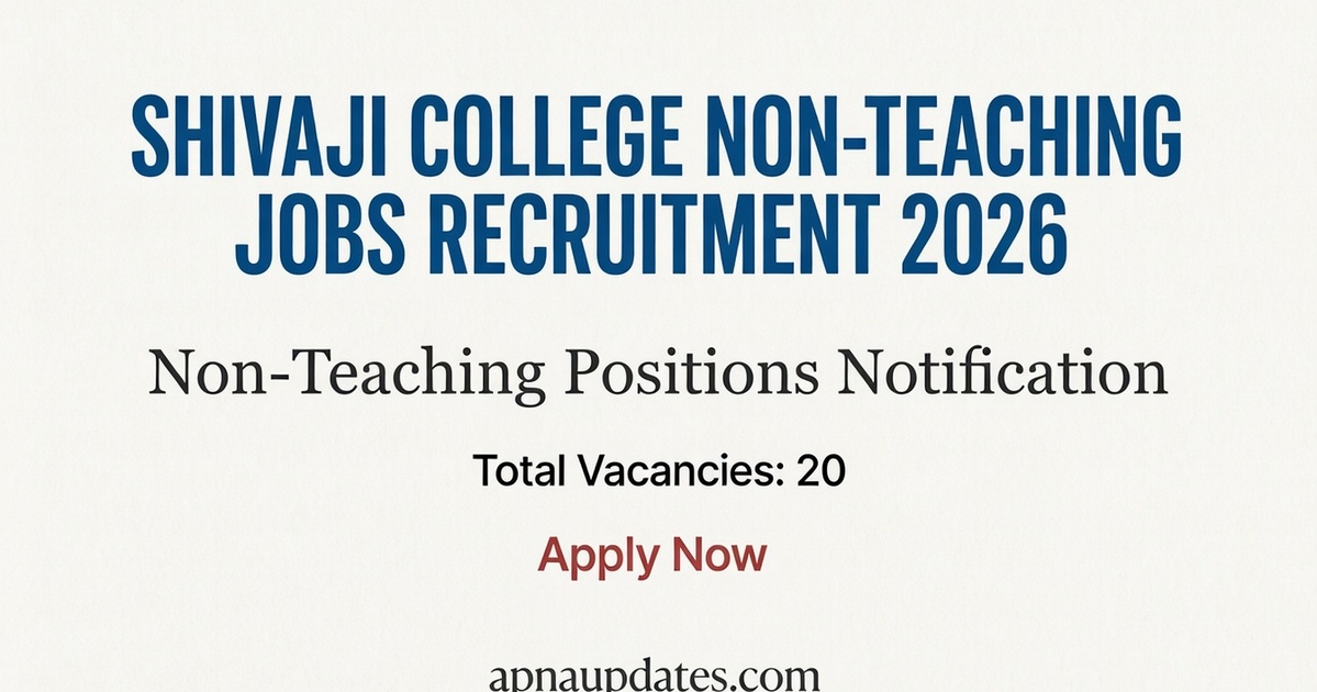 Shivaji College Non-Teaching Recruitment 2026 –  20 Vacancies, Salary up to ₹1,82,400, Apply Before 04 April