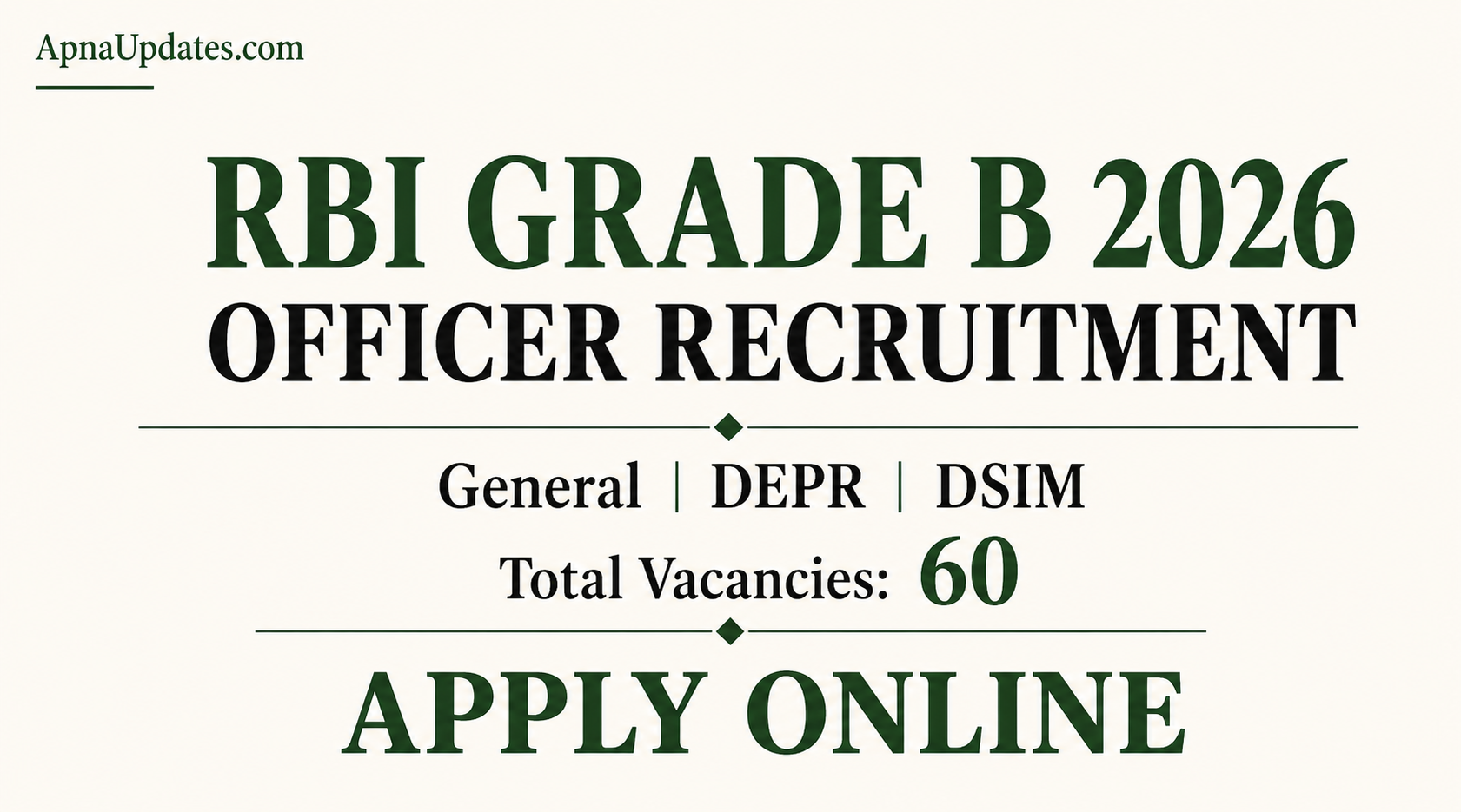 RBI Grade B 2026 Recruitment 2026 – 60 Posts Official Notification Out. [Phase-I Examination Admit Card is now available for download]
