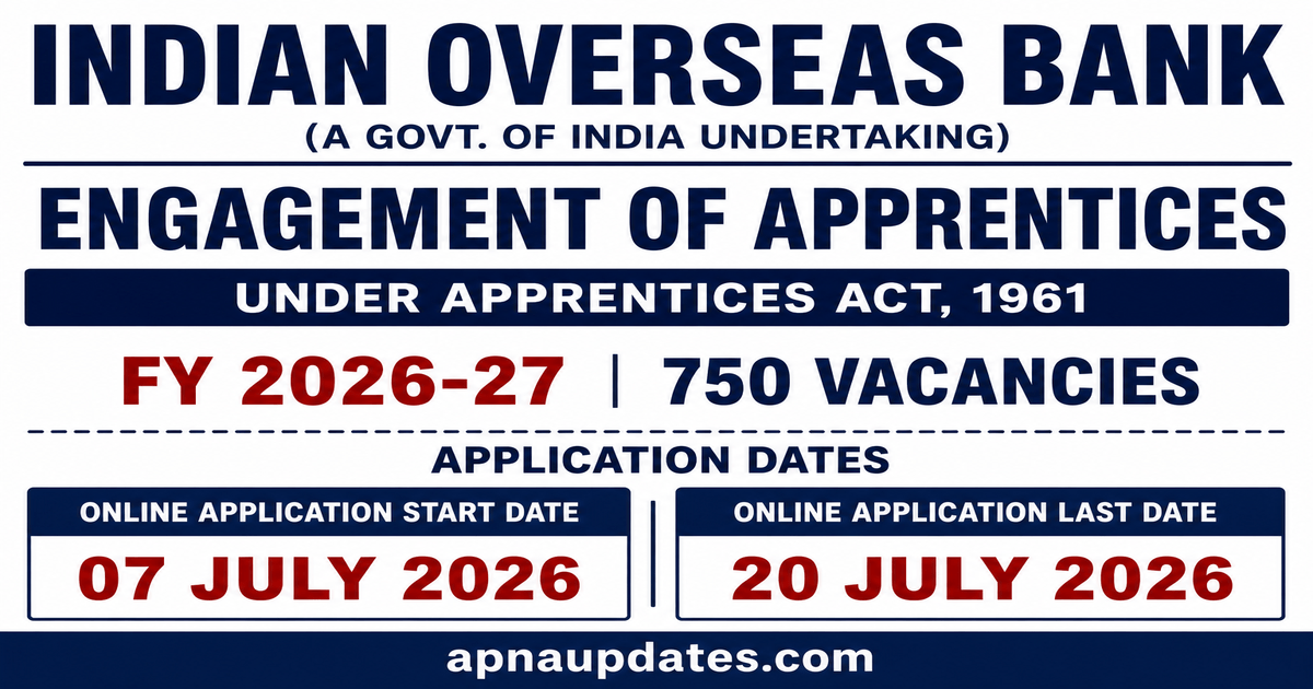 Indian Overseas Bank Apprentice Recruitment 2026
