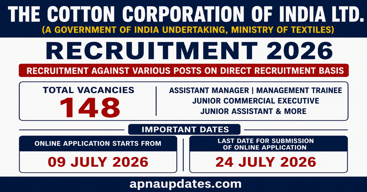 CCI Assistant Manager, Management Trainee and Junior Assistant Recruitment 2026