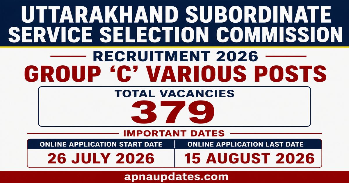 UKSSSC Accountant, Assistant Accountant and Cashier Recruitment 2026