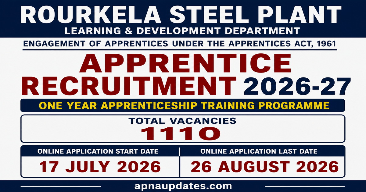 SAIL Rourkela Steel Plant Apprentice Recruitment 2026