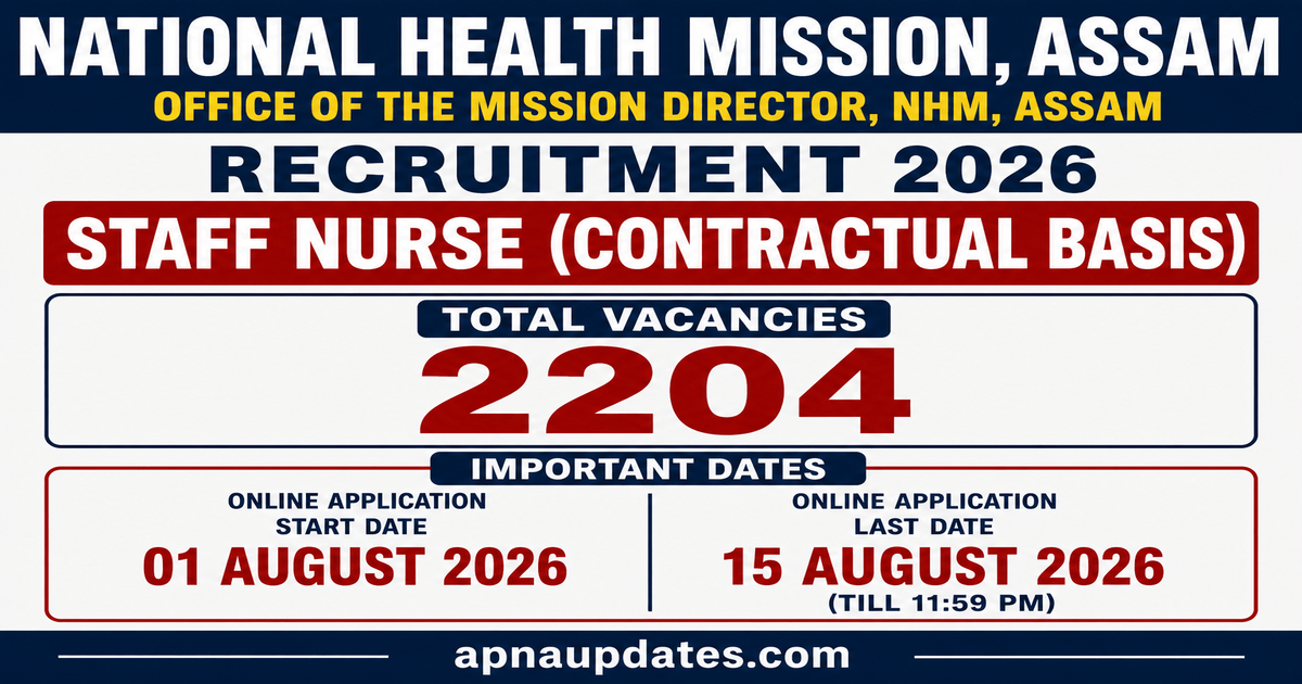 NHM Assam Staff Nurse Recruitment 2026