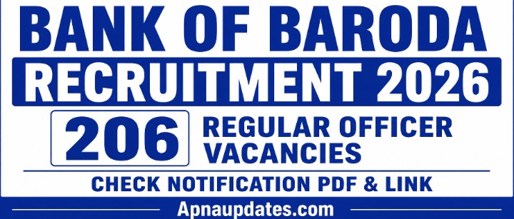 BOB Recruitment 2026: Notification Out for 206 Officer Posts; Apply at bankofbaroda.in by 26th August