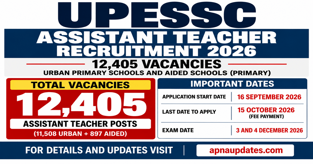 UPESSC Assistant Teacher Recruitment 2026: 12,405 Posts