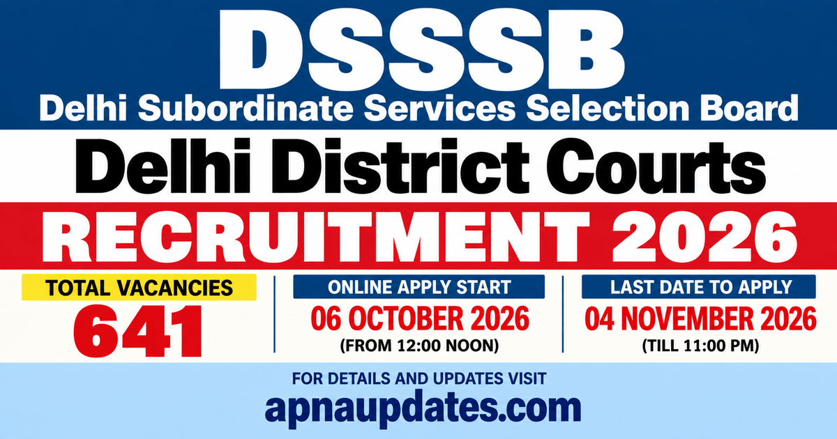 DSSSB Delhi District Courts Recruitment 2026: 641 Posts for SPA, PA, JJA, Process Server and Peon